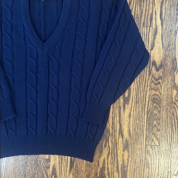 Vintage 90s Wool Blend Cable Knit V-Neck Sweater - Picture 4 of 10